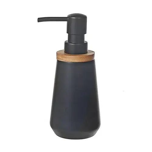 black soap dispenser pump with wood