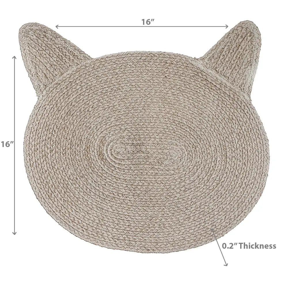 Braided Cotton Cat Shape Mat - Taupe