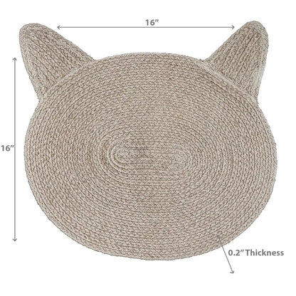 Braided Cotton Cat Shape Mat - Taupe
