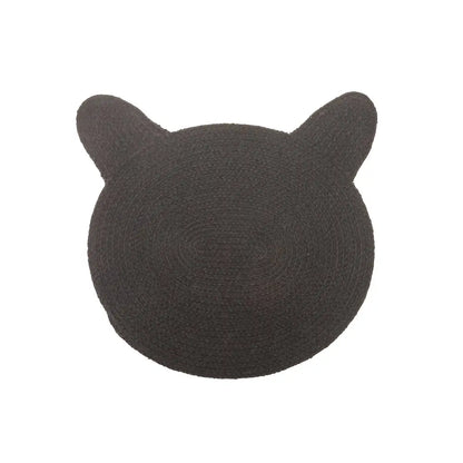 Braided Cotton Cat Shape Mat - Taupe