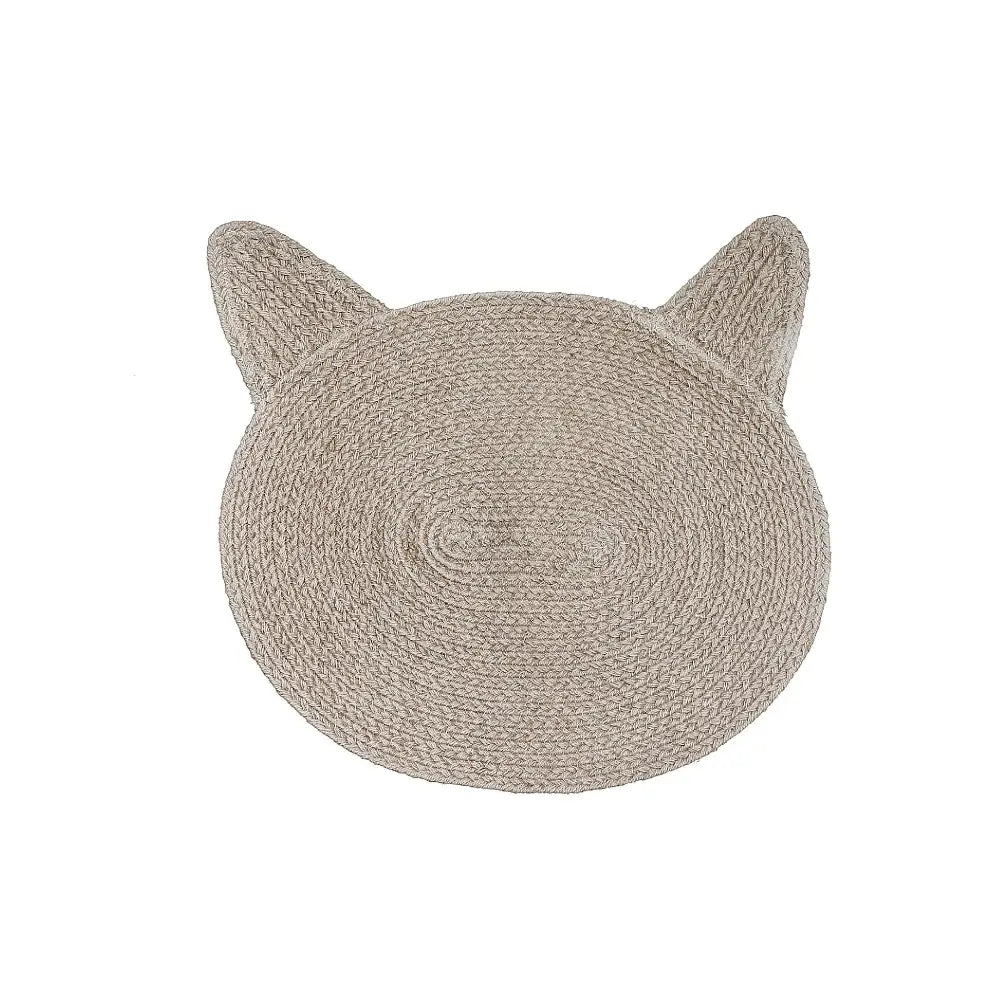 Braided Cotton Cat Shape Mat - Taupe