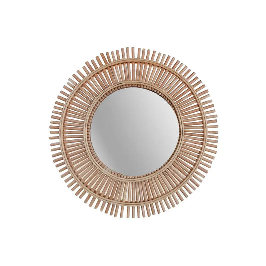 Round mirror with wood starburst design, 20", willow wood