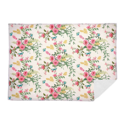 IH Casa Decor Microfibre Drying Mat Vintage Floral cream colored blanket throw pattern pink