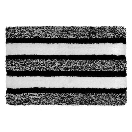 IH Casa Decor - Microfibre Striped Bath Mat Black 20 X 32