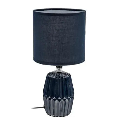 faceted ceramic base table lamp with shade, navy blue, ceramic - PABOOM