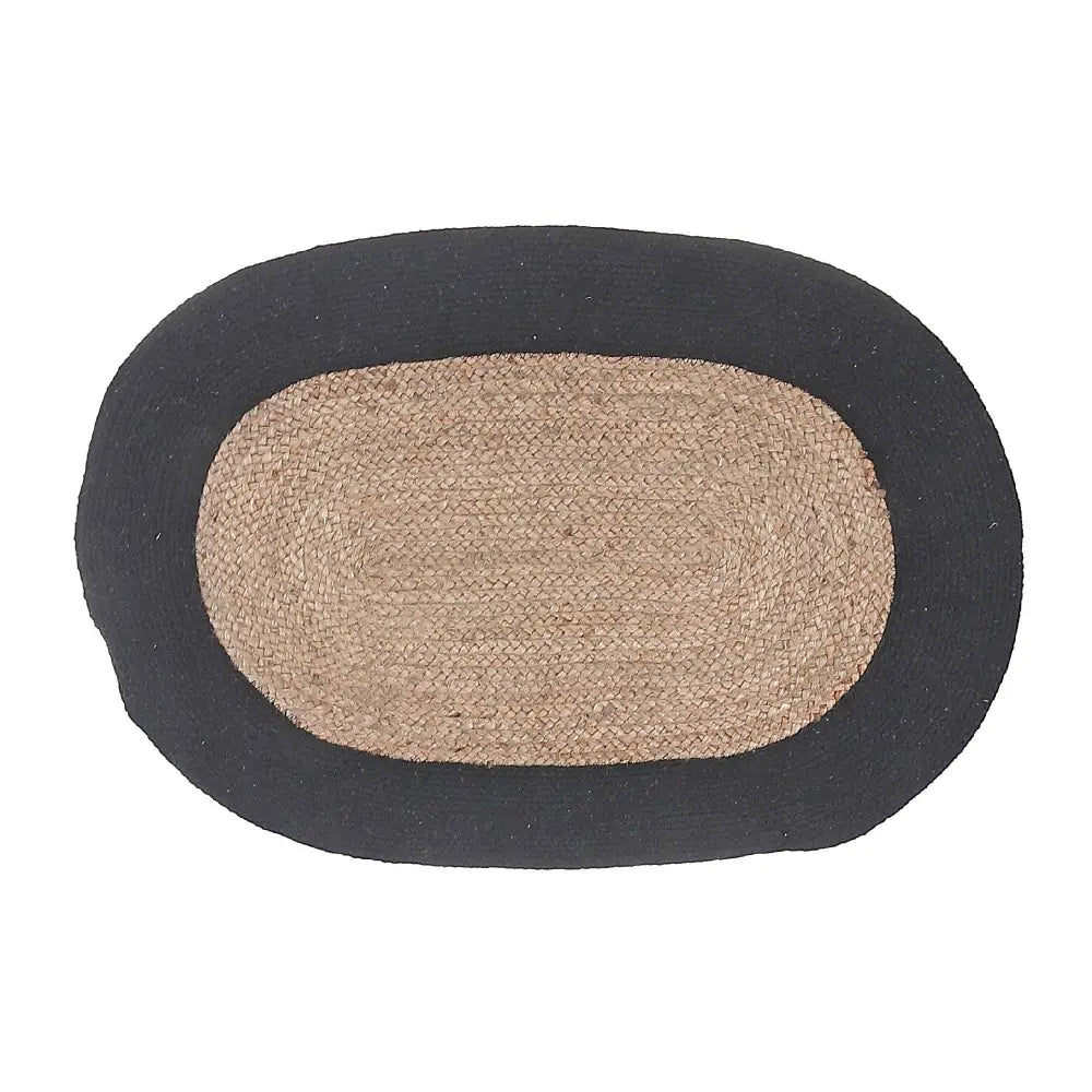 IH Casa Decor - Oval Braided Jute Mat With Black Cotton Border 24 X 36