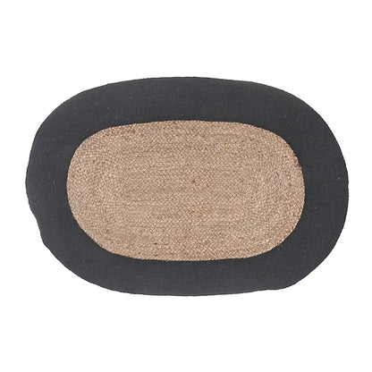 IH Casa Decor - Oval Braided Jute Mat With Black Cotton Border 24 X 36