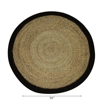 IH Casa Decor - Round Braided Jute Mat With Black Cotton Border 36’’