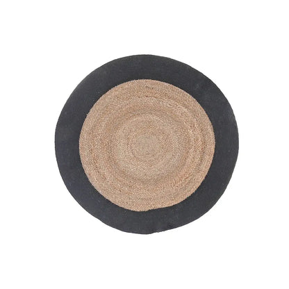 IH Casa Decor - Round Braided Jute Mat With Black Cotton Border 36’’