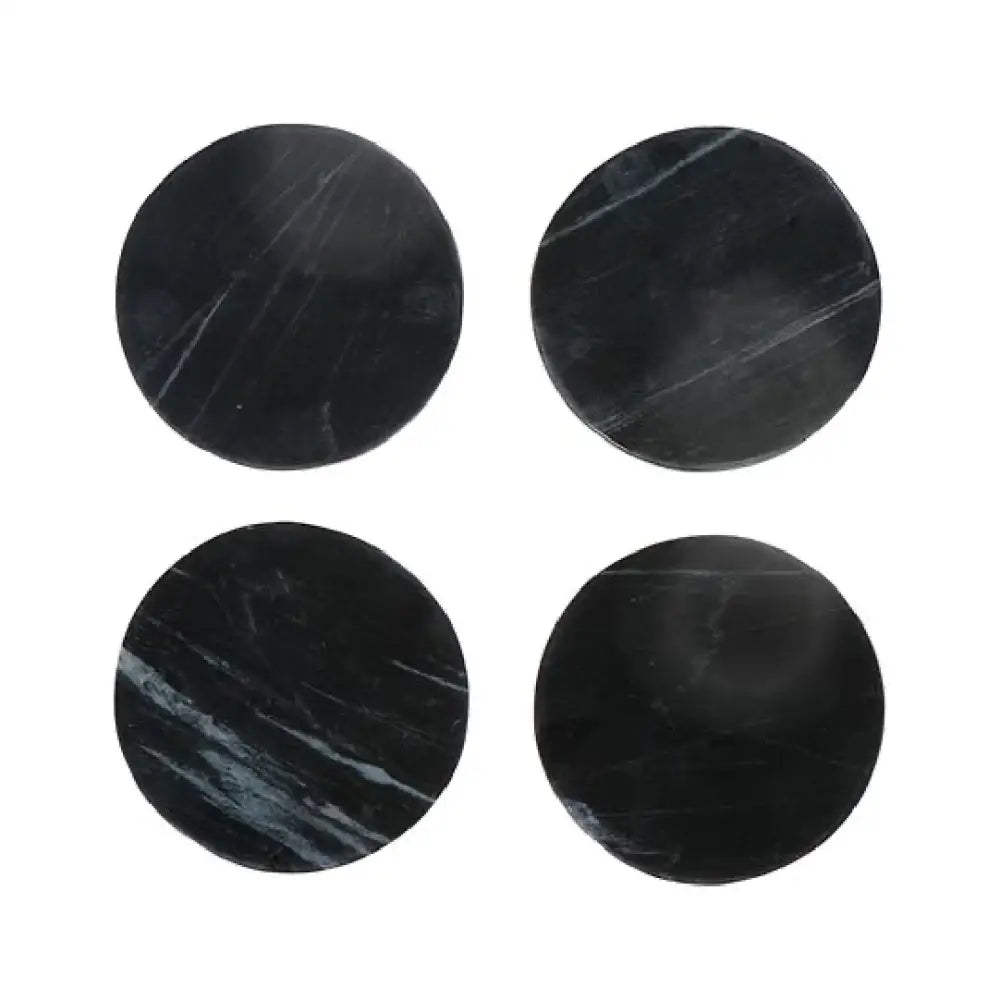 Set of 4 Round marble coasters in black