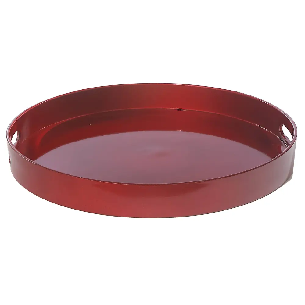 IH Casa Decor - ROUND SERVING TRAY WITH HANDLE (RED)