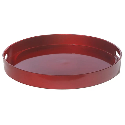 IH Casa Decor - ROUND SERVING TRAY WITH HANDLE (RED)