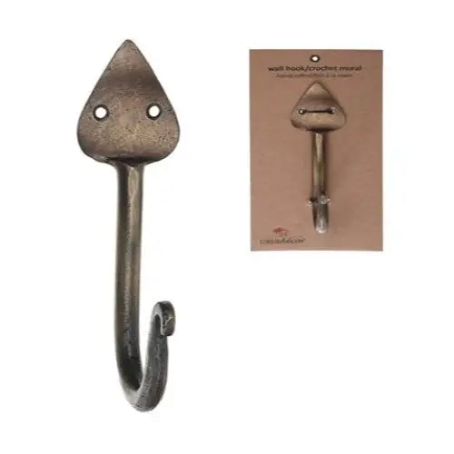 wall hook with spade shape top, antique bronze, iron