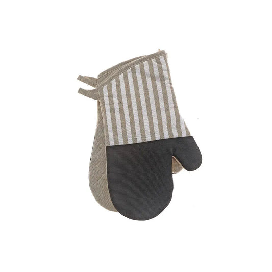 IH Casa Decor - Stripe & Neoprene 2 Pc Oven Mitt Taupe