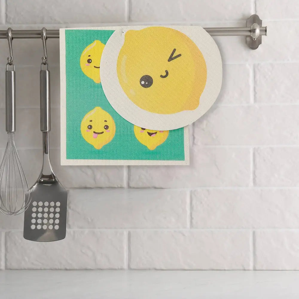 IH Casa Decor - Swedish Circle & Square Dish Cloth 2Pc Lemon Assorted Multi