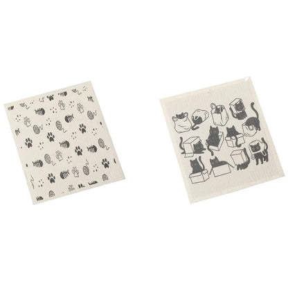 IH Casa Decor - Swedish Dish Cloth Set Of 2 Mischief Cats Assorted Multi