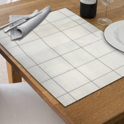 IH Casa Decor - Woven Pvc Placemat Set Of 4 Square Block White Multi