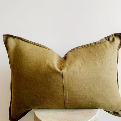 Linen Lumbar Cushion Cover Olive