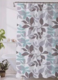 Teal + Grey Shower Curtain