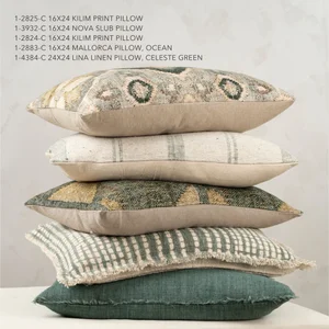 Lina Linen Pillow 24" Celeste Green