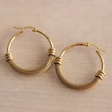 Gold Hoops With Decorative Bottom