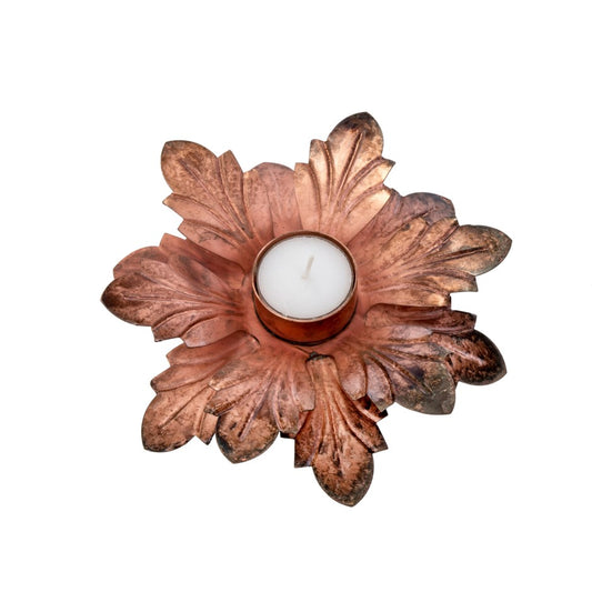 Rustic Bloom T-Light Holder Copper