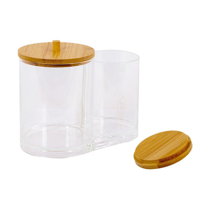 Double Round Container with Bamboo Lid