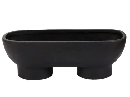 Footed Wide Black Planter Bowl