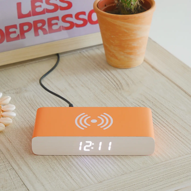 Wireless Charger And Alarm Clock Orange