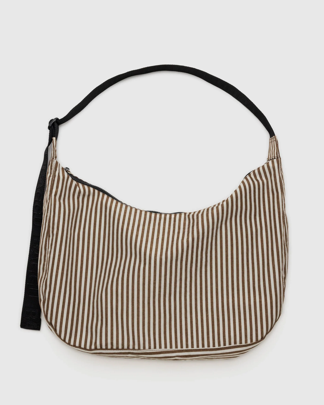 Large Nylon Crescent Bag Brown Stripe