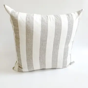 Linen Wide Natural Stripe Cushion Cover