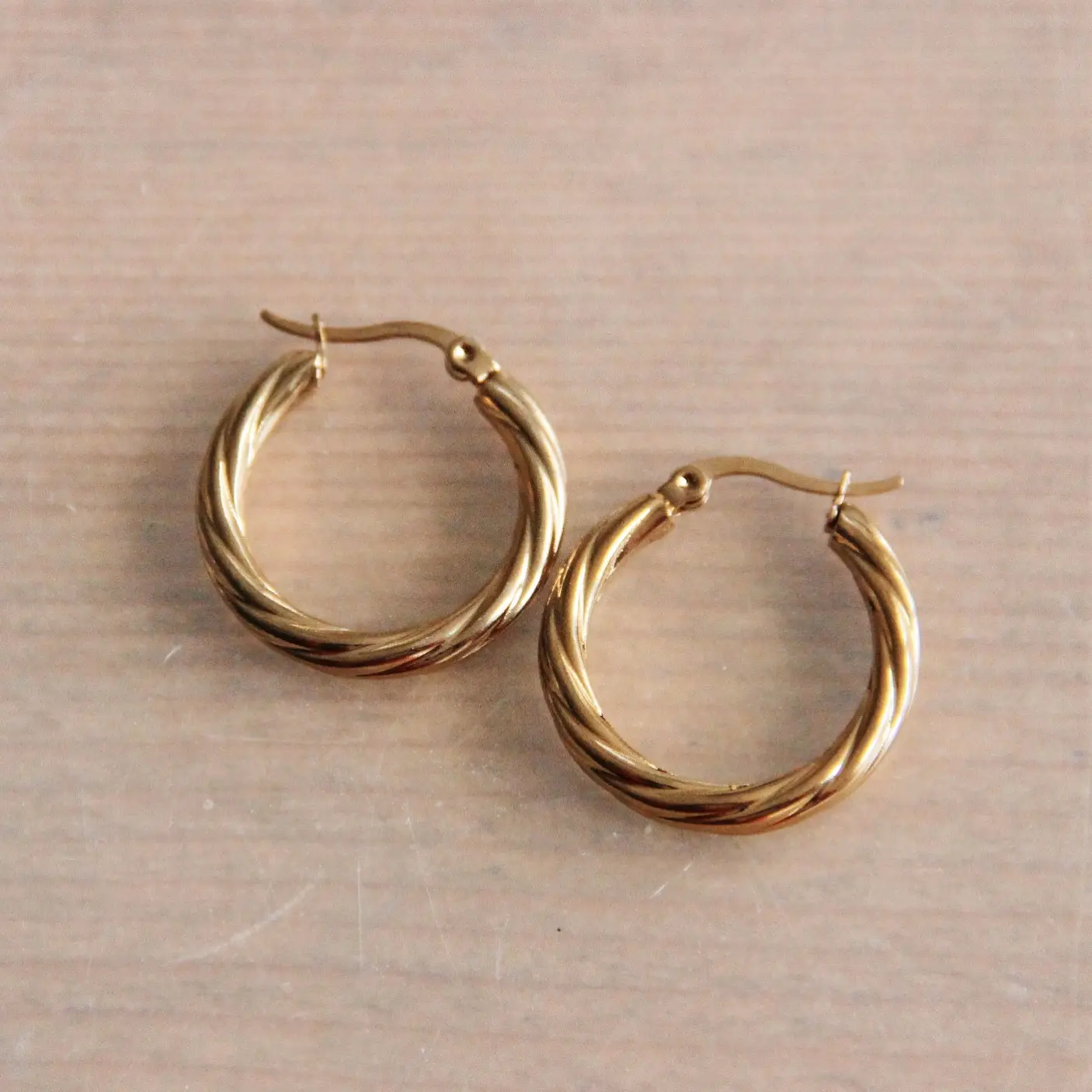 Twisted Gold Hoop Earrings