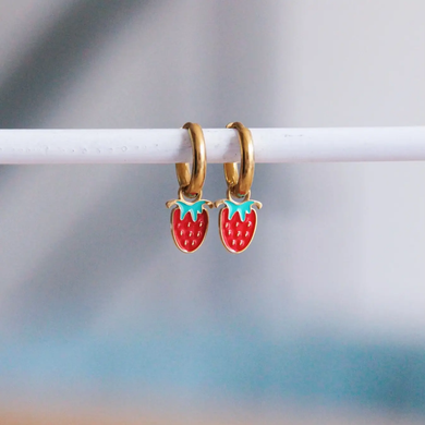 Hoop Earrings With Strawberries