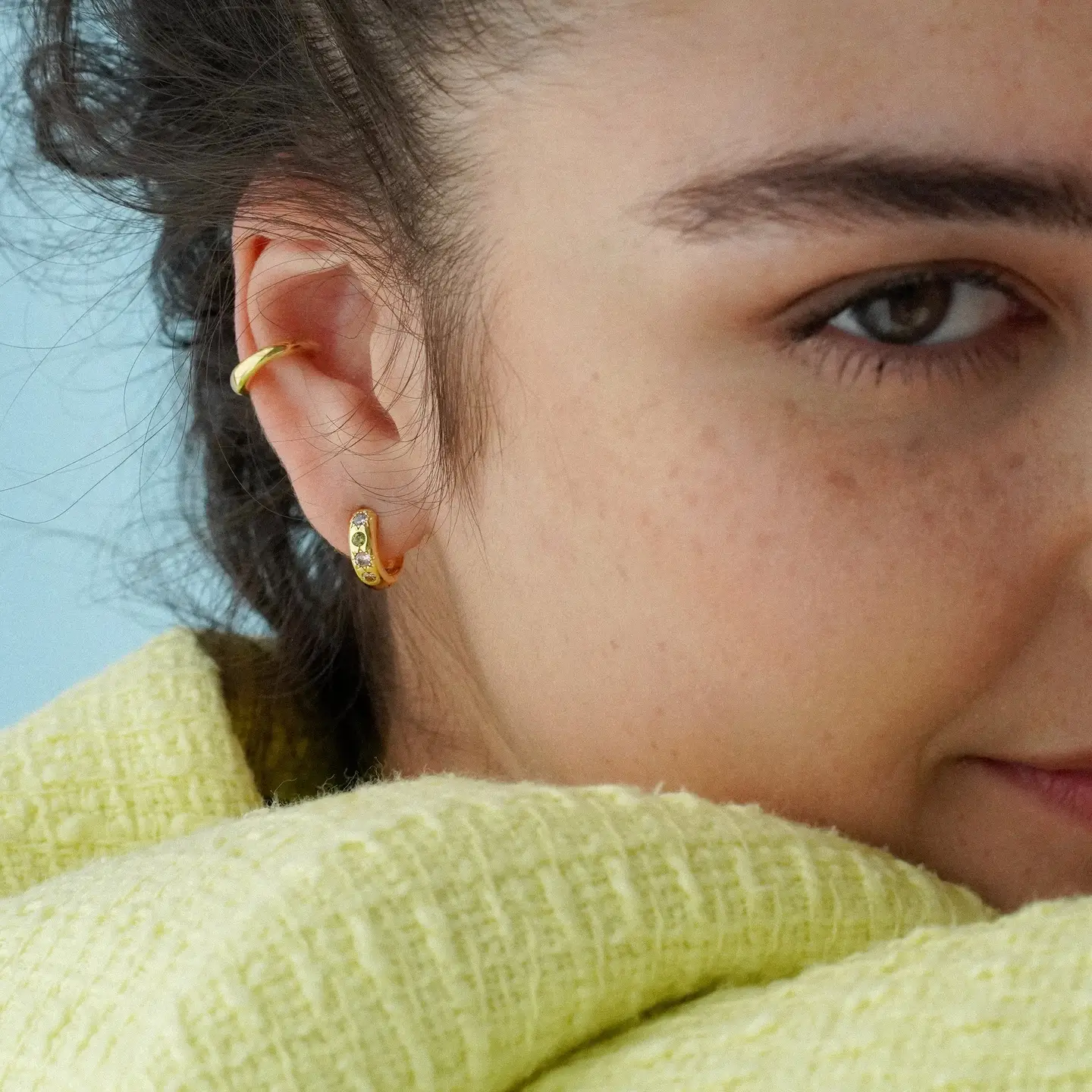 Pastel Stone Petit Hoop Earrings