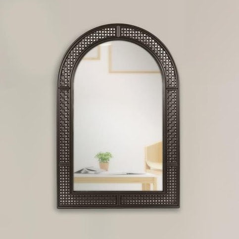 Rattan Look Arched Mirror