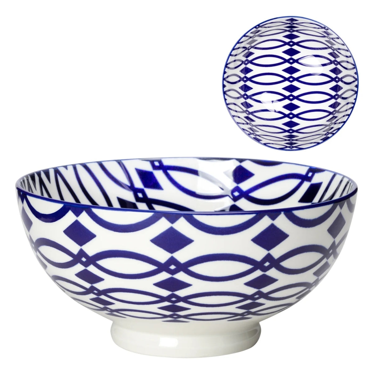 Kiri Collection Bowl Blue Lattice Large