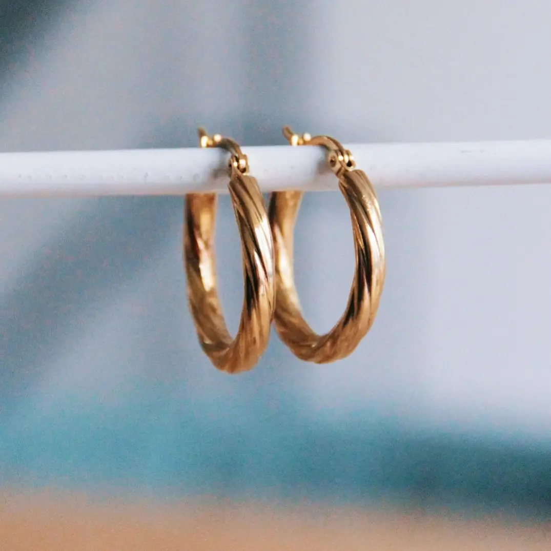 Twisted Gold Hoop Earrings