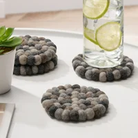 Modwool Natural Felt Ball  Coasters Set