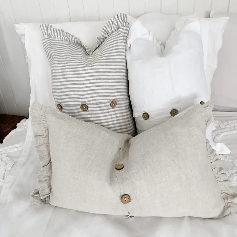 Ruffle Linen Lumbar Cushion Cover Natural