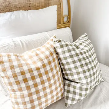 Linen Toffee Gingham Cushion Cover