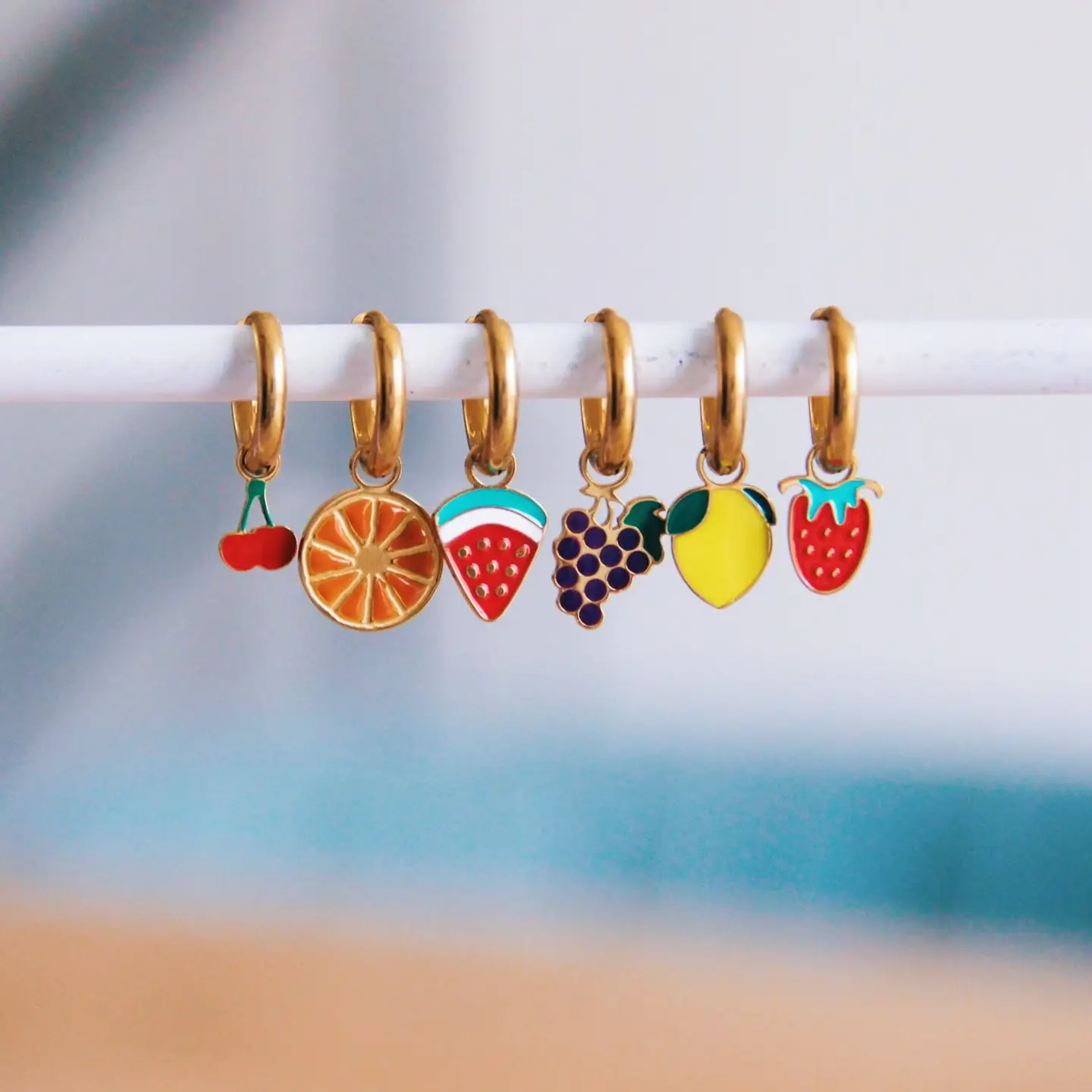 Hoop Earrings With Strawberries