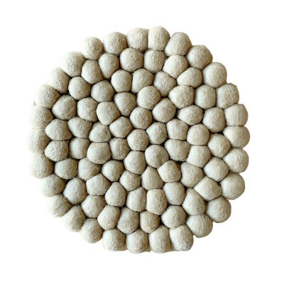 Felted Ball Trivet Ivory