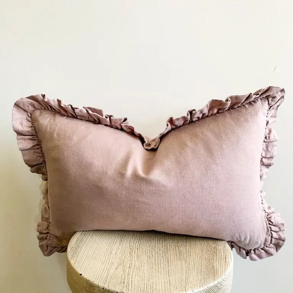 Ruffle Linen Lumbar Cushion Cover Lilac