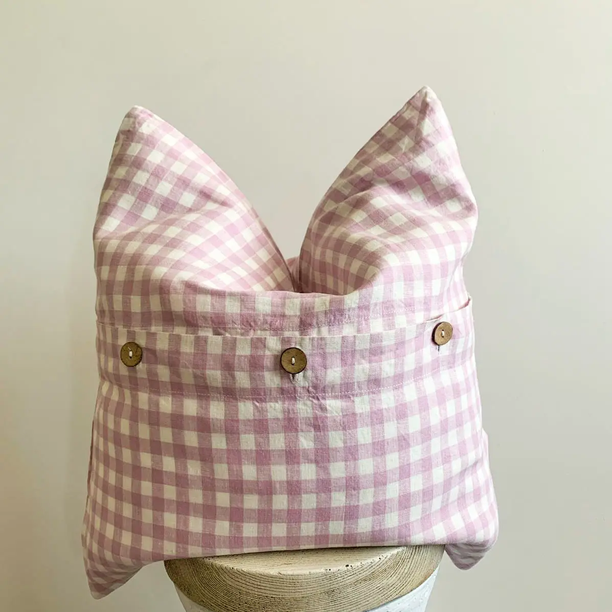 Linen Lilac Gingham Cushion Cover