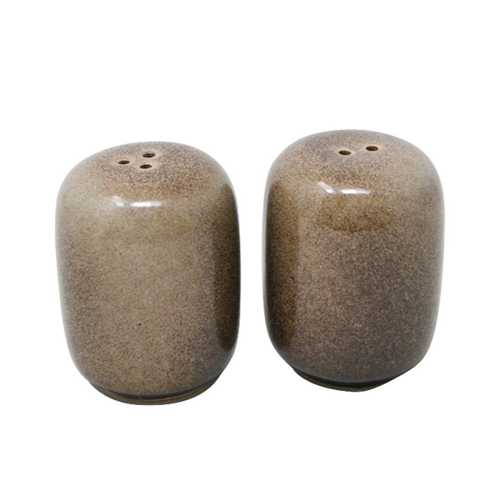 Rounded Brown Salt + Pepper Shakers