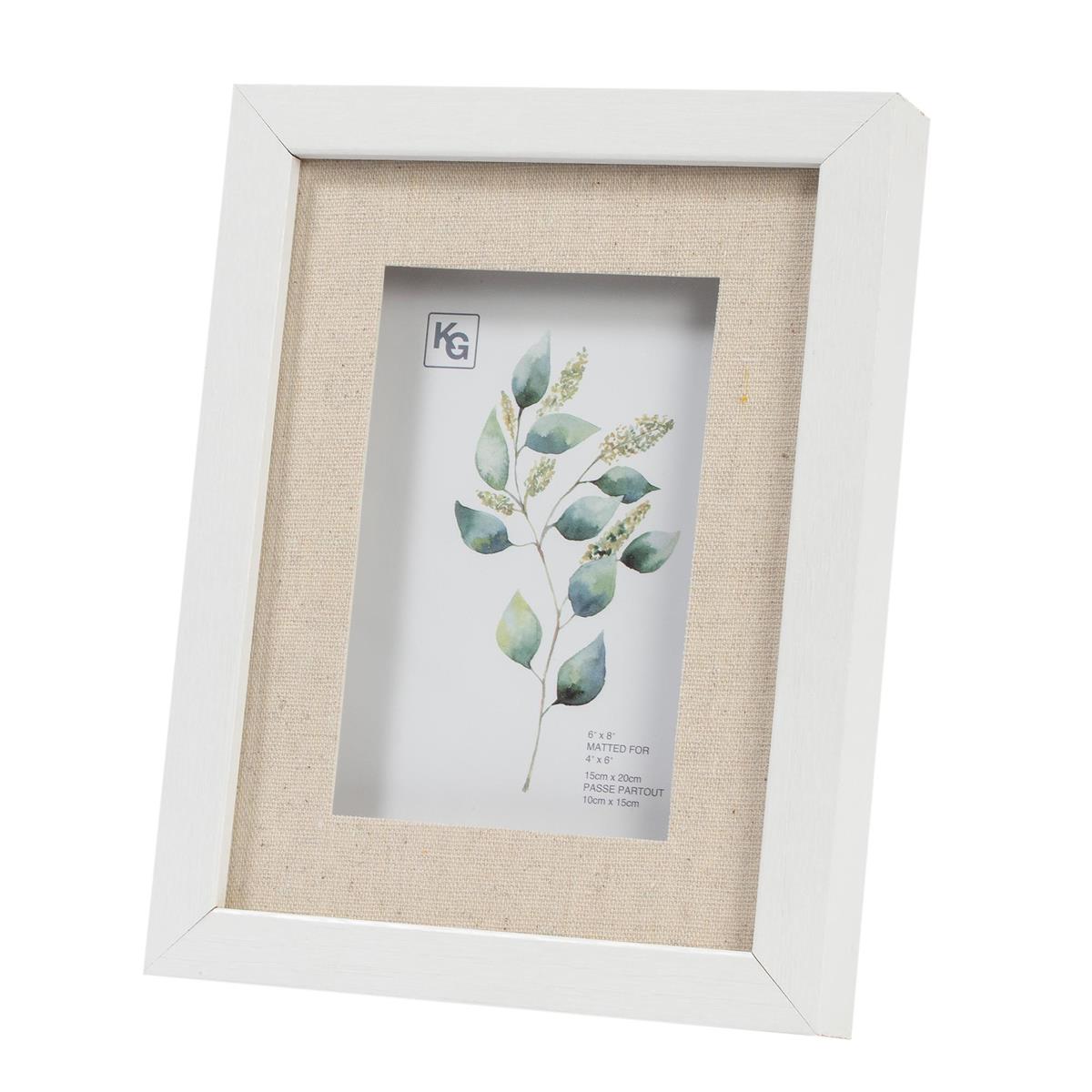 Jill Wood + Linen Frame White