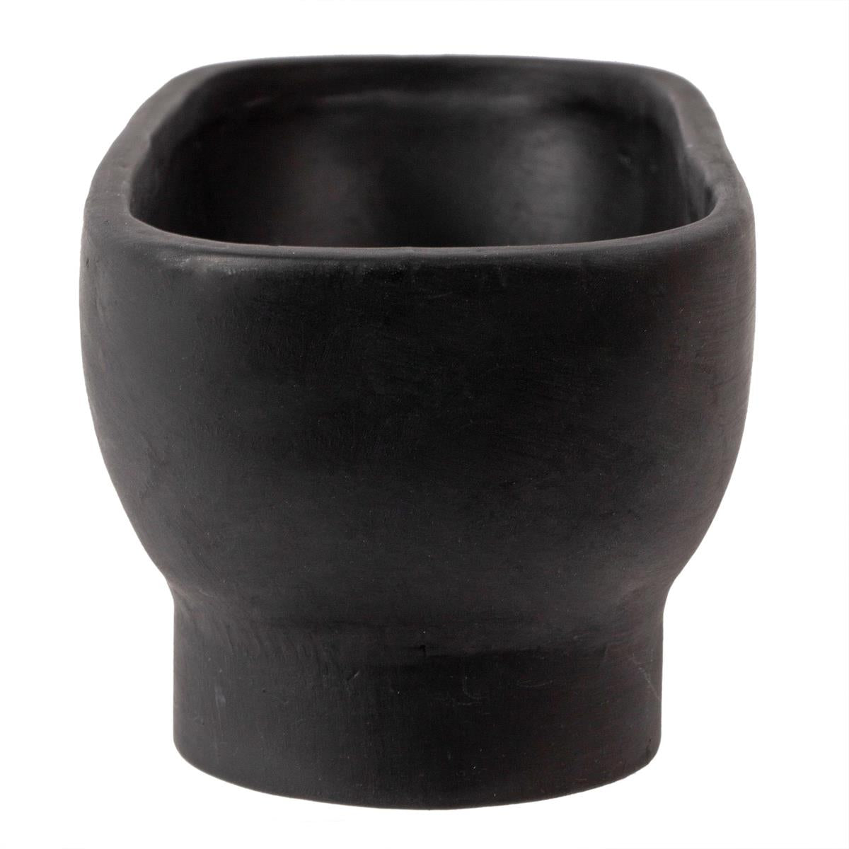 Footed Wide Black Planter Bowl