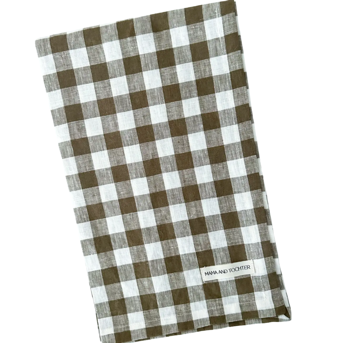 Pure French Linen Tea Towel Olive Gingham