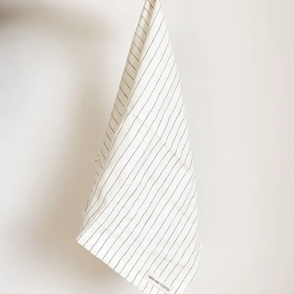 Pure French Linen Tea Towel Olive Stripe