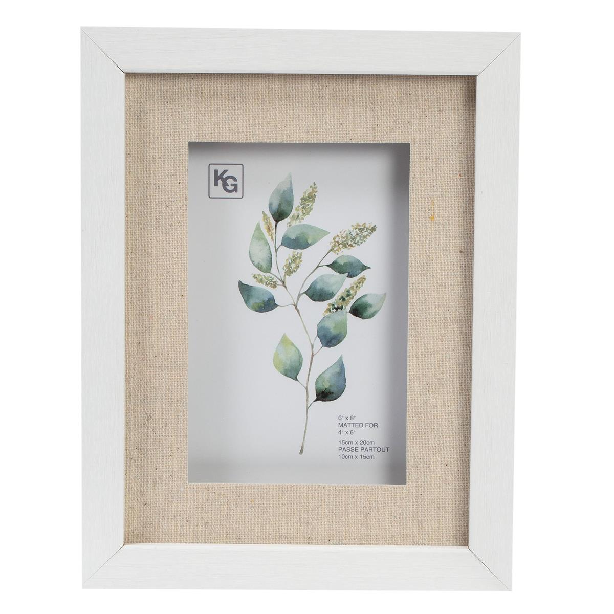 Jill Wood + Linen Frame White